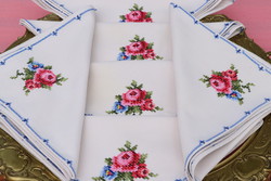 6 darab rózsás textil szalvéta