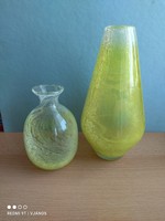 Karcagi fátyolüveg váza sárga