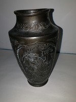 Gyönyörű antik bronz, távol-keleti váza, - 1 forintról, teljeskörű garanciával.