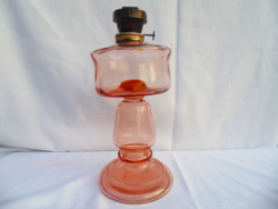 Nagyméretű rózsaszín üveg petróleum lámpa