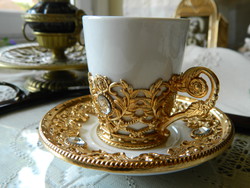 Luxury gilded beaded coffee set with small cup
