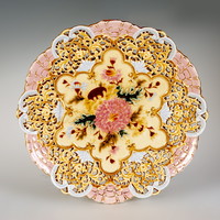 Zsolnay historicizing wall plate with openwork floral pattern