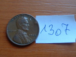 USA 1 CENT 1945 (P) Mint, Philadelphia, Sárgaréz #1307