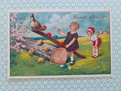Régi húsvéti képeslap gyerekek levelezőlap
