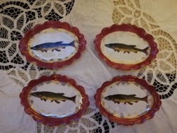 Eladó régi szecessziós porcelán MZ Ausztria halas kiskínálók 4 db!