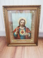 Jézus szíve nagyméretű szentkép üvegezett fakeretben