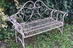 Fabulous pink wrought iron garden bench