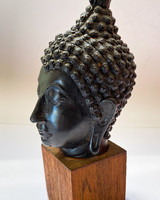 Bronz Buddha fej szobor.