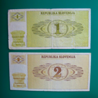 Szlovénia - 1 és 2 tolar bankjegy lot - 1990
