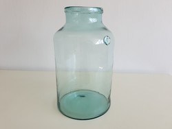 Antik pecsétes fújt huta régi 6 L befőttes üveg 31 cm vintage hutaüveg