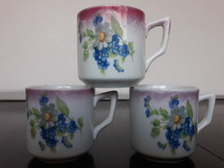 3 db antik Zsolnay  Iris porcelán kávés csésze