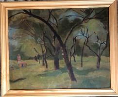 Musta Gusztáv sopron tempera painting l Elizabeth Garden 1943