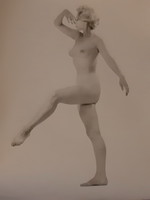 Retro műtermi erotikus táncművészeti fekete-fehér akt fotó A3 -as méret 70-80 -as évek