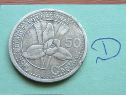 GUATEMALA 50 CENTAVOS 2001 Sárgaréz, Phaius tancarvilleae ORCHIDEA #D