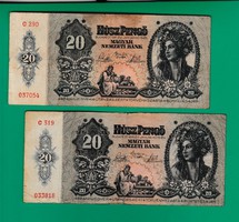 20 Pengő  bankjegy - 1941 - 2 db - (2.)