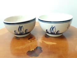 2 pcs flawlessly sized Dutch glazed ceramic muesli bowls