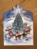 Cute Christmas greeting postcard