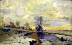 Russian gellért (1919 - 2002) winter landscape oil painting!