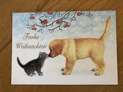 Karácsonyi kutyás és cicás képeslap