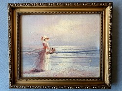 Hölgy a vízparton - páros kép