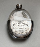 1878,Hostings Regatta evezős díj, ezüstözött ón/üveg flaska.