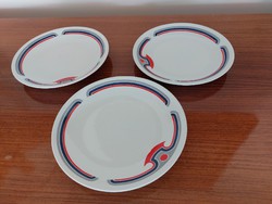 Retro Alföldi porcelán kis tányér piros menza mintás 3 db