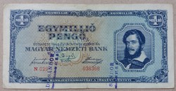 Magyarország 1 millió Pengő 1945 F bélyegzőlenyomattal