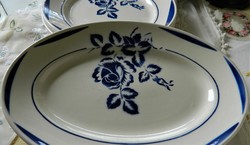 FB Badonviller Versailles francia fajansz tál, tálaló és 3 db nagyobb tányér, kék rózsa