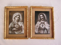 Régi szentkép pár Jézus és Szűz Mária
