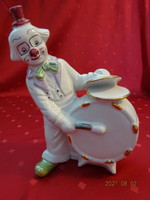 German porcelain figure, musical clown with drummer and cymbals. He has!