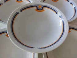 Retro Alföldi porcelán mély tányér sárga menza mintás 7 db