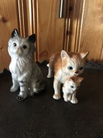 2 db cicás porcelán szobor macska cica kicsinyével