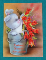 Aranyos nyuszis húsvéti képeslap,használt