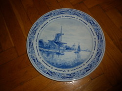 Régi kézzel festett delft porcelán  fali tányér