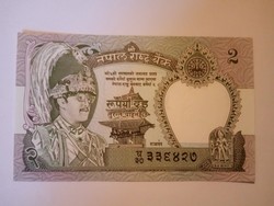 Unc 2 Rúpia 1981 Nepál  !!