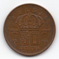 Belgium 50 belga centimes, 1954, flamand