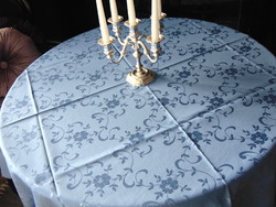 Álomszép elegáns kék selyemdamaszt  asztalterítő 155 cm kerek