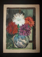 Szőnyi Jenő virágcsendélet festmény, A4 környékén