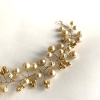Vintage Menyasszonyi tiara hajdísz koszorú - törtfehér színű régi fejék, fejdísz