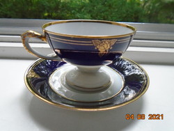 Empire Hand Painted Cobalt Gold Rose Coffee Set with Embossed Snake Head Pliers and Bay Leaf Patterns