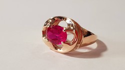 14 K arany női gyűrű szintetikus rubinnal 5,68g