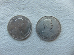 2 darab ezüst Horthy 5 pengő 1930 LOT !