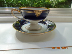 Empire Hand Painted Golden Cobalt Rose Coffee Set with Embossed Snake Head and Bay Leaf Patterns
