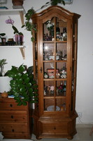 Antik üveges tölgyfa vitrin, szekrény