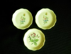 3 db virág mintás Aquincumi porcelán gyűrűtartó kicsi tálka