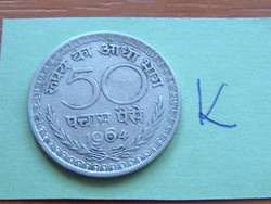 INDIA 50 PAISE 1964 nincs: (C, Kolkata, Calcutta) Nikkel #K