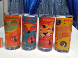 Retro coca-colás pohár négy darab különböző - farsangi kollekció - együtt
