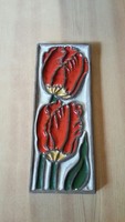 Retró tulipános kerámia falikép