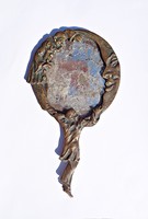 1900 körüli bohócos, félholdas, bronz kézi tükör