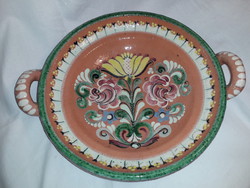 Gmundner antique ceramic wall bowl with handle, wall decoration plate, very rare, marked